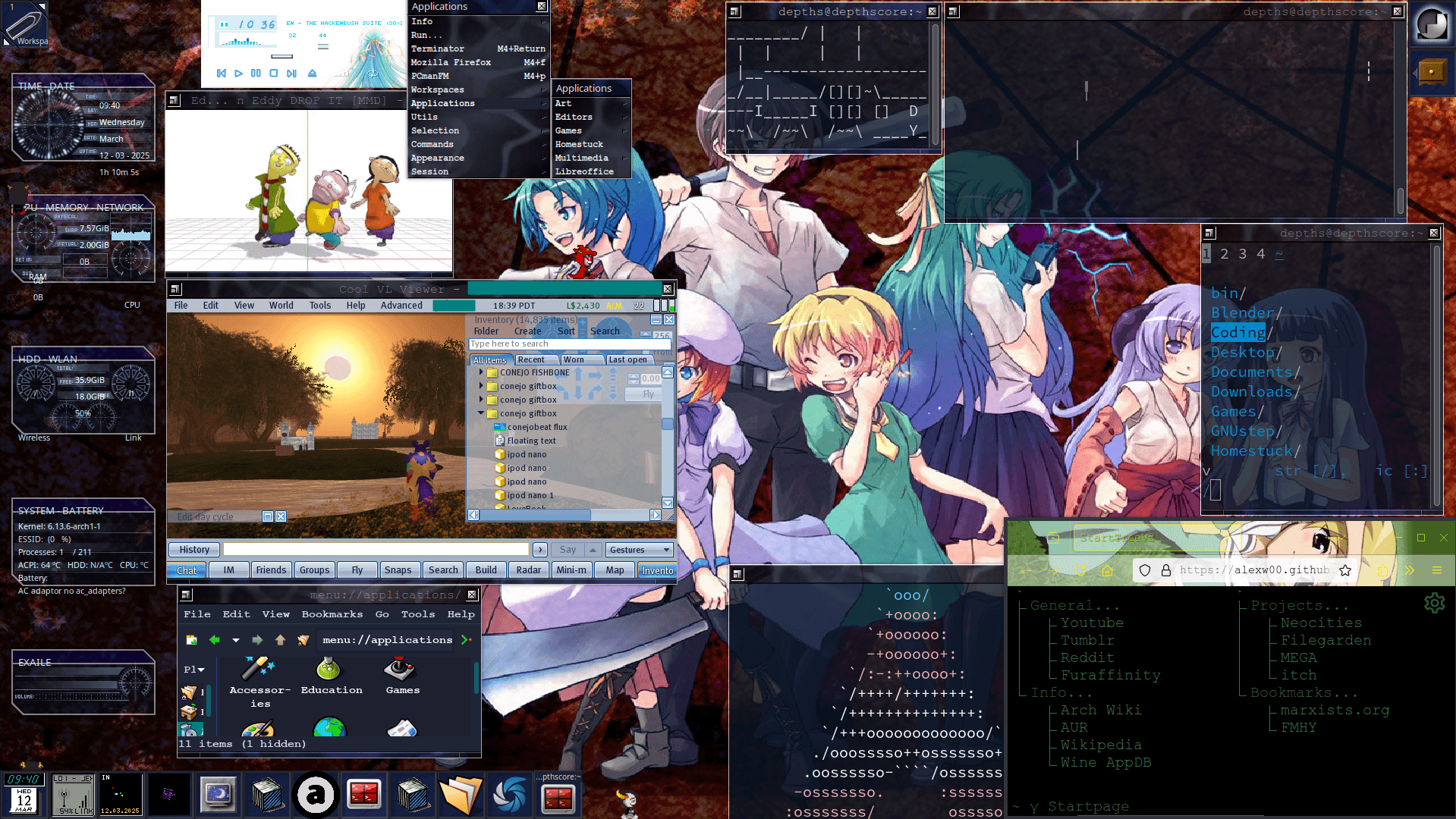 [Window Maker] First Arch Linux desktop on my host system. I join the liege of anime-themes